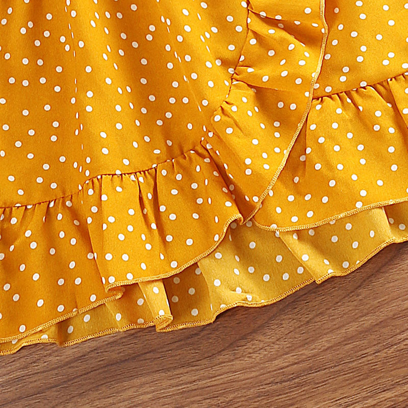 🎀 Ensemble Fille Été à Pois – Haut Bretelles & Jupe