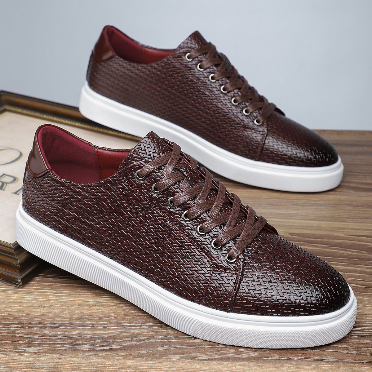 British Style Comfortable Breathable Men's Leather Shoes Low-top Flat Business