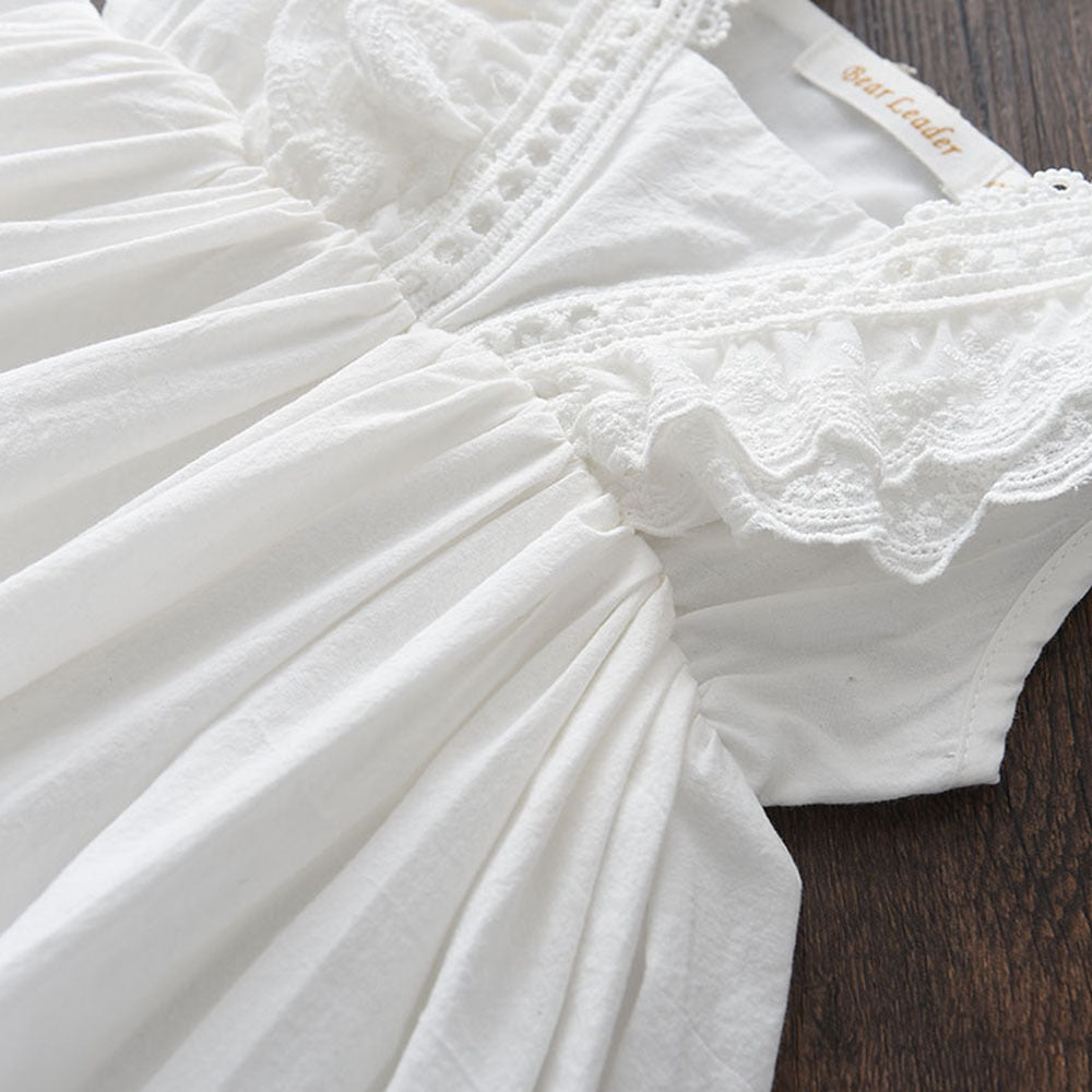 Robe Blanche Fille – Coton Doux et Élégance Pure