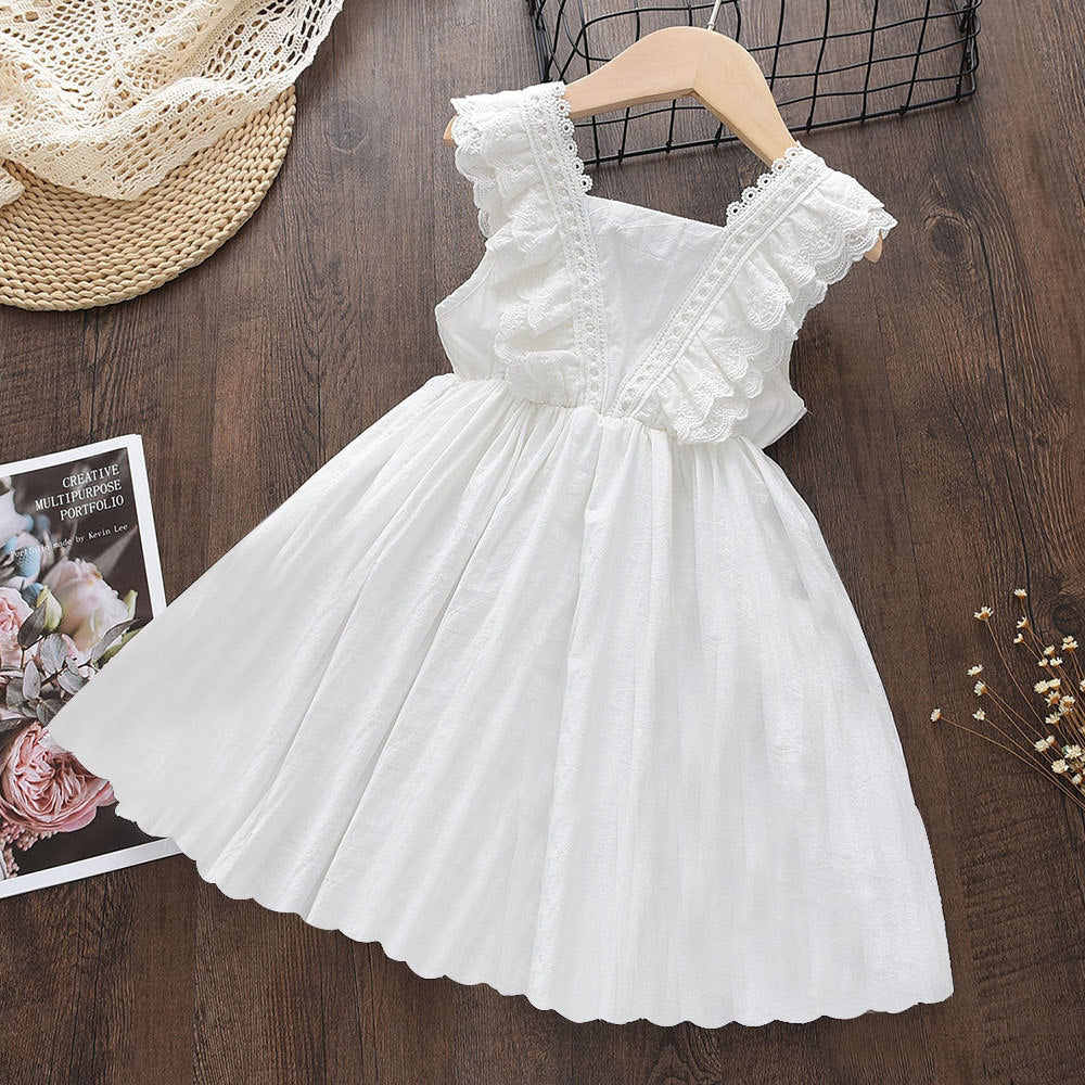 Robe Blanche Fille – Coton Doux et Élégance Pure