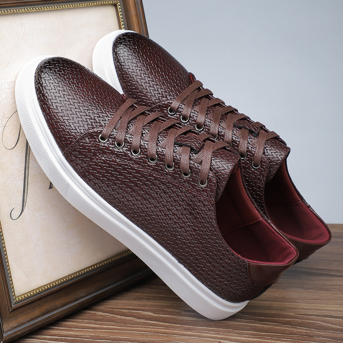 British Style Comfortable Breathable Men's Leather Shoes Low-top Flat Business