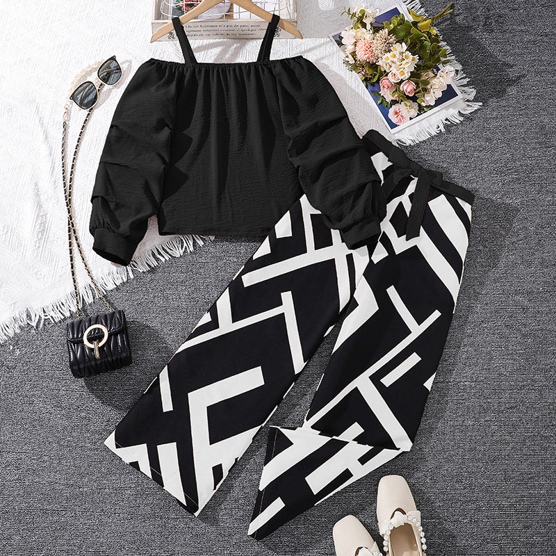 Chic British Haut à Manches Longues & Pantalon Imprimé