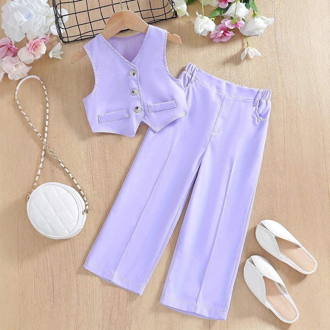 🌞 Débardeur & Pantalon Léger Fille (2 Pièces)