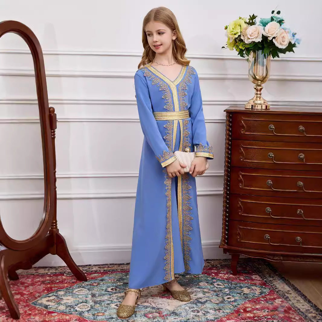 Children's Foreign Trade Dubai Girl Lace V-neck