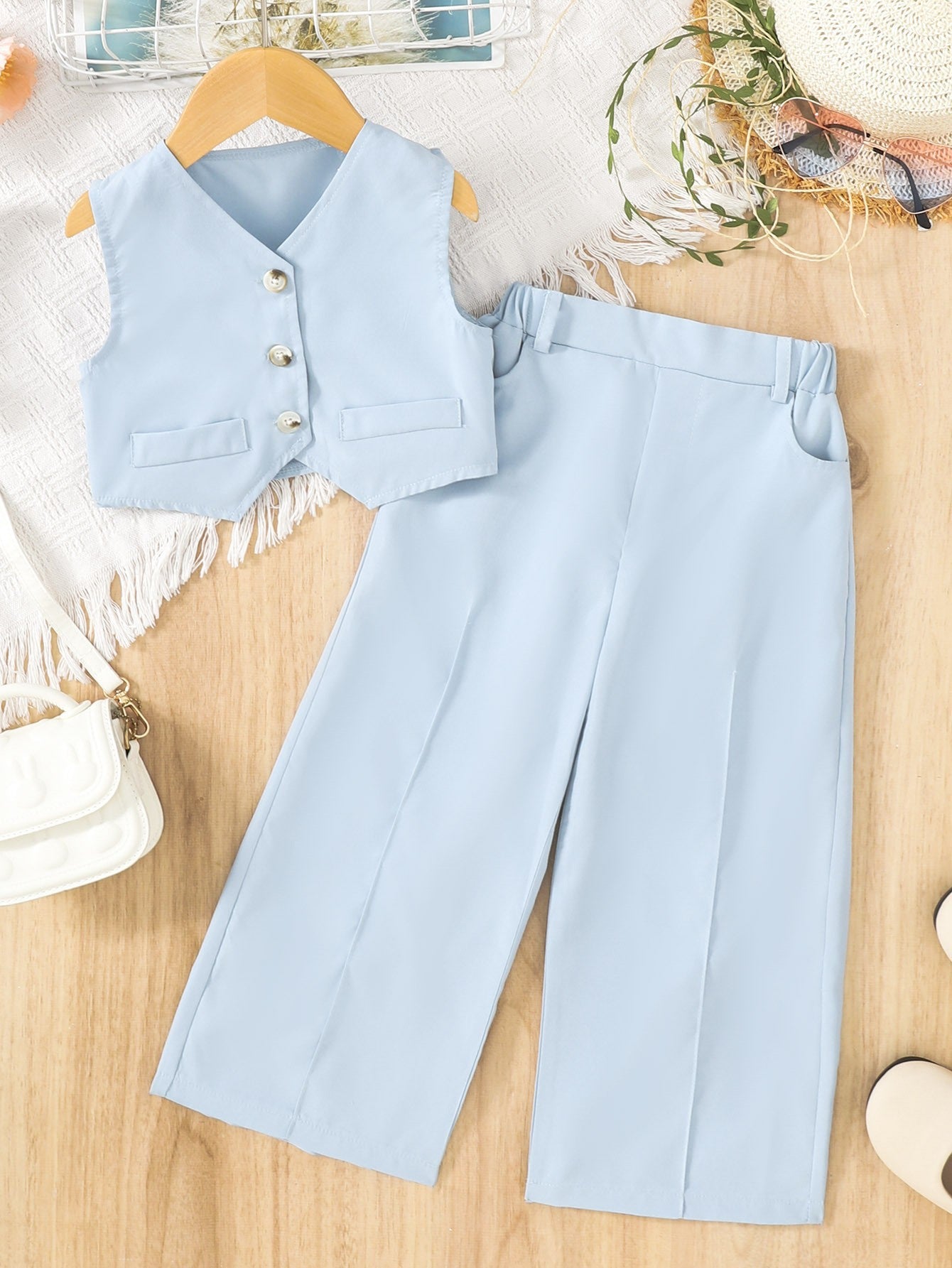 🌞 Débardeur & Pantalon Léger Fille (2 Pièces)
