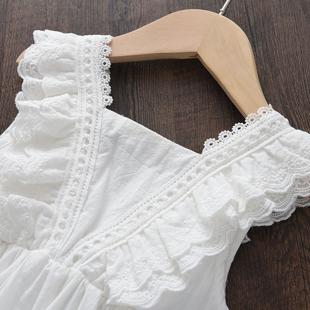 Robe Blanche Fille – Coton Doux et Élégance Pure