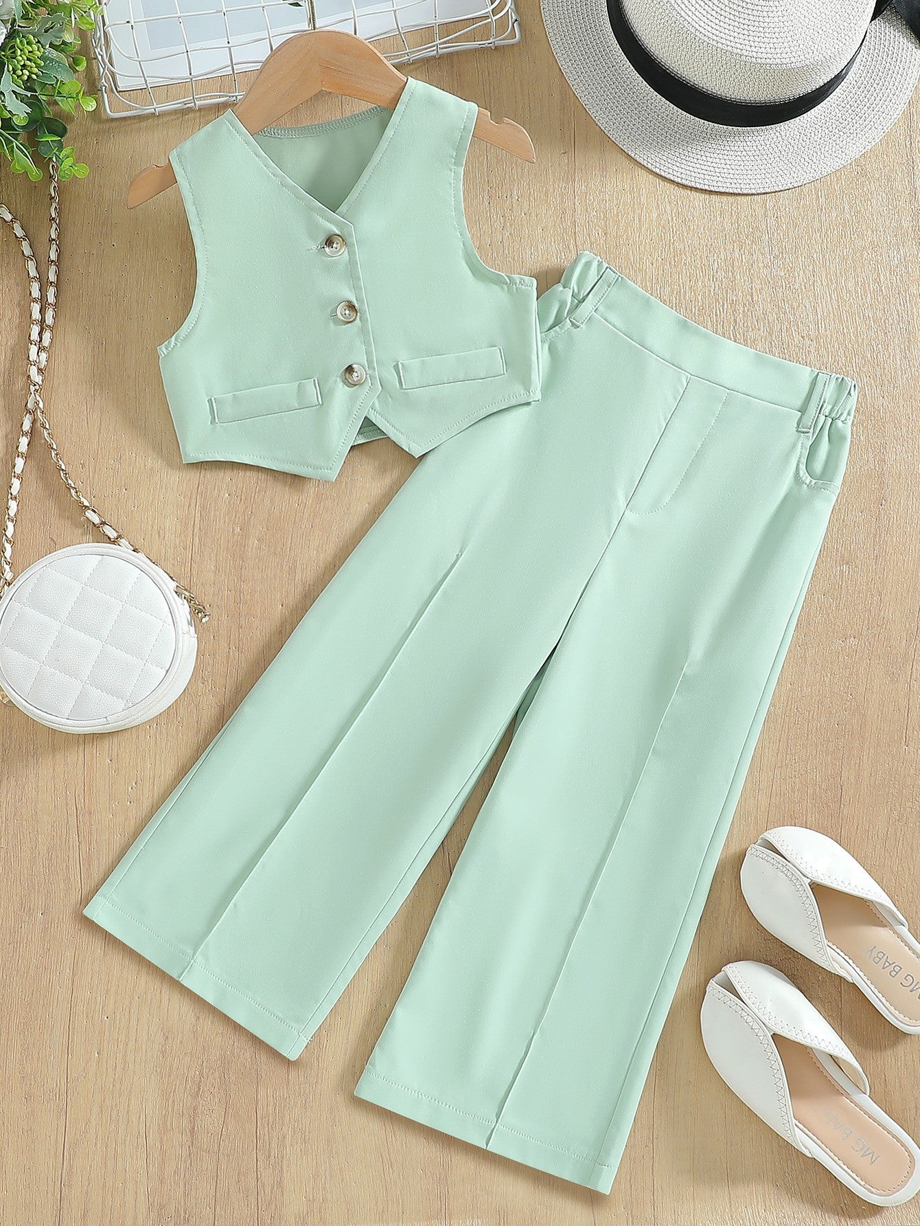 🌞 Débardeur & Pantalon Léger Fille (2 Pièces)