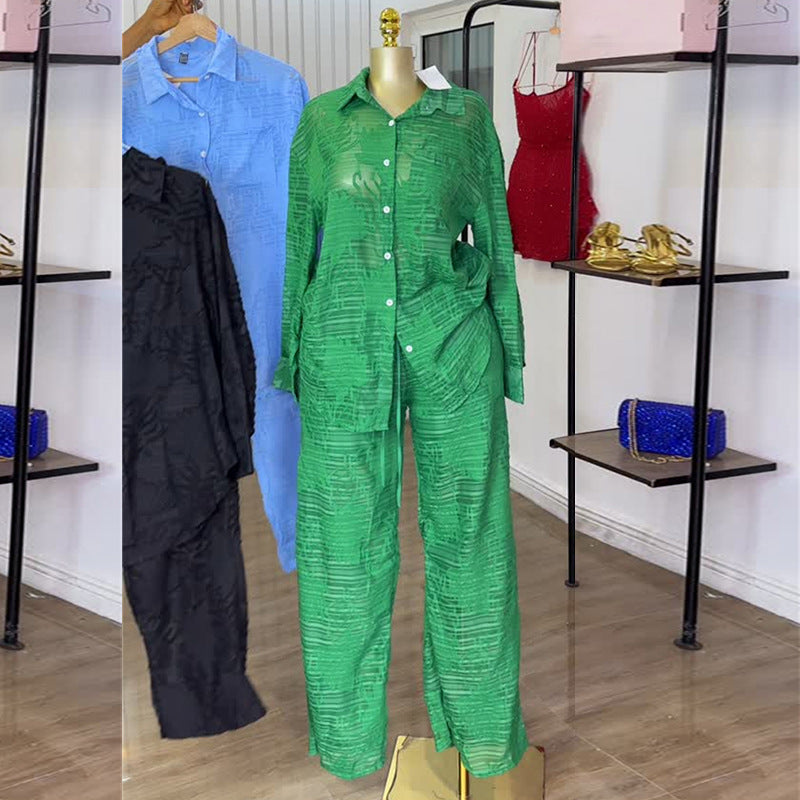 đ Timchou â Ensemble ĂlĂ©gance DĂ©contractĂ©e Chemise & Pantalon