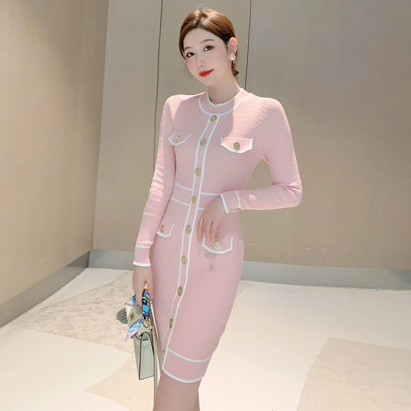 Four-mouth Bag Slim Slimming Exquisite Socialite Style Tight Dress Fashion