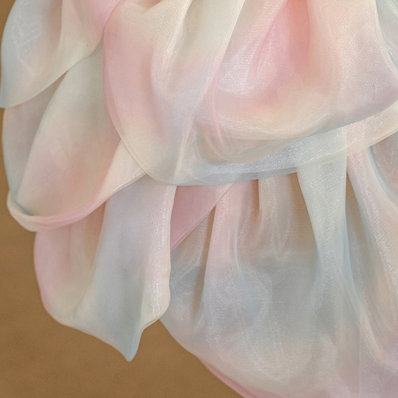 Tube Top Dress Color Backless Waist Trimming Party Dress