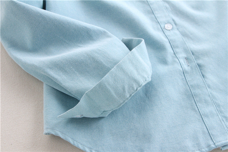 Women's Heart-shaped Embroidered Oxford-woven Bottoming Shirt Top