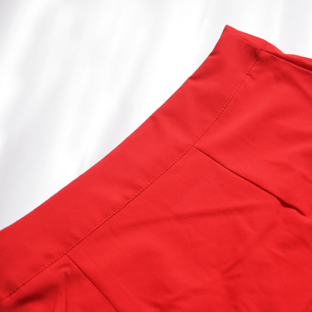 Tube Top Long-Sleeved Solid Color Suit