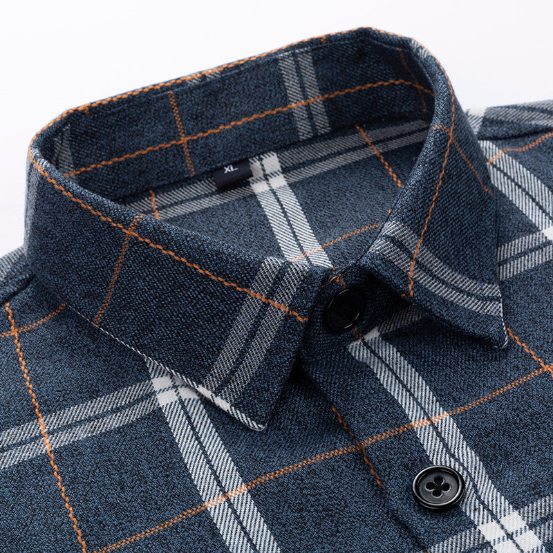 Men's Brushed Plaid Long Sleeve Shirt