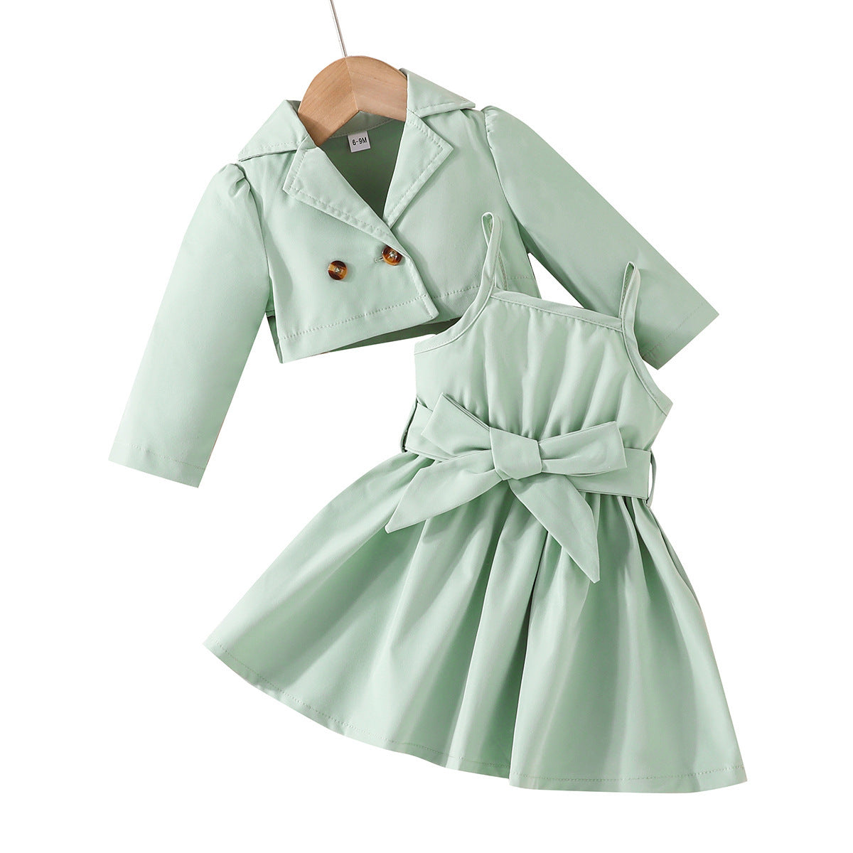 👗 Ensemble Chic Bébé Fille – Veste & Jupe Bretelles (2 Pièces)