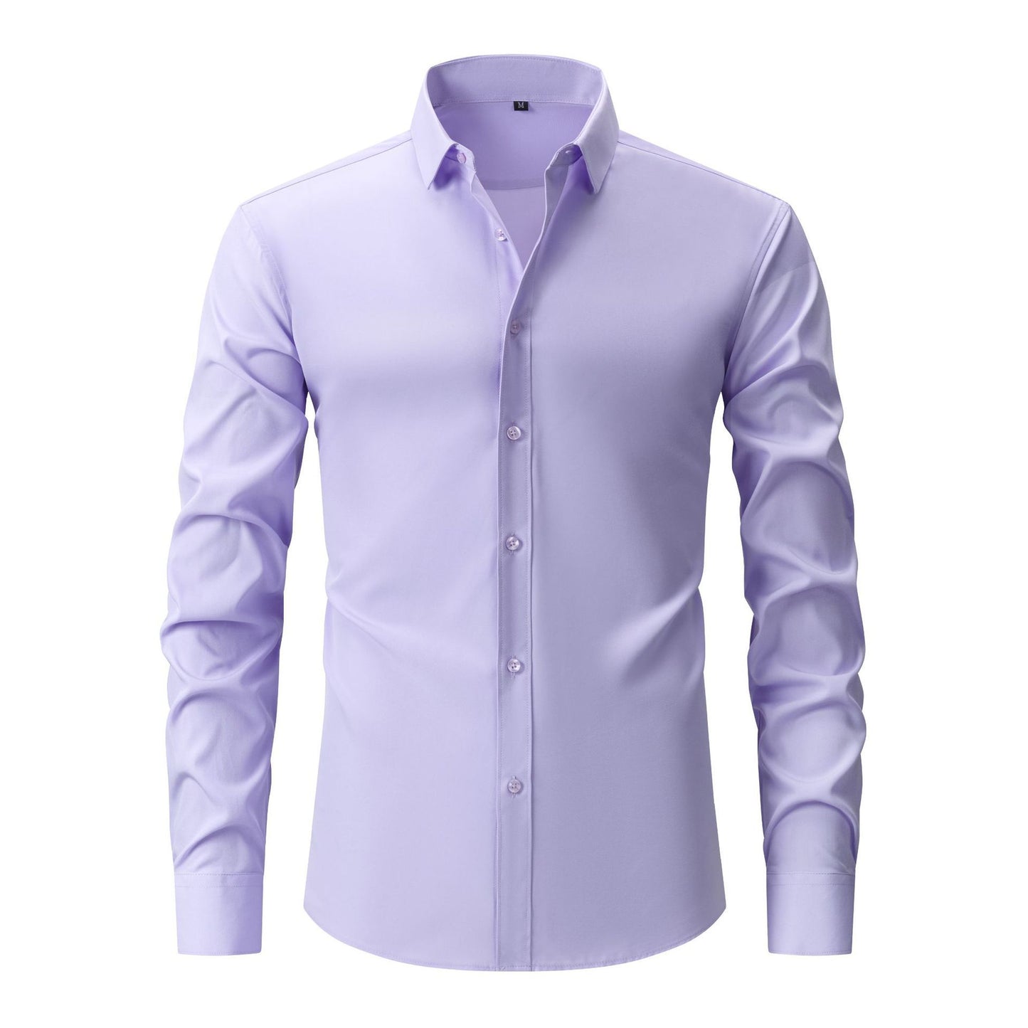 Full Elastic Force Natural Color Button Men's Plus Size Shirt