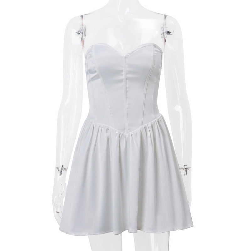 Women's Off-shoulder Backless Wrap Chest Waist A- Line Dress