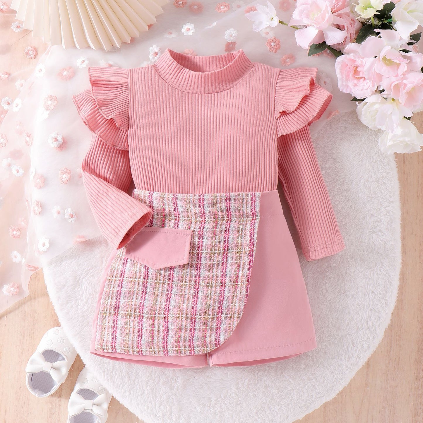 ✨ Ensemble Jupe & Haut Rayé – Style Chic pour Fillettes