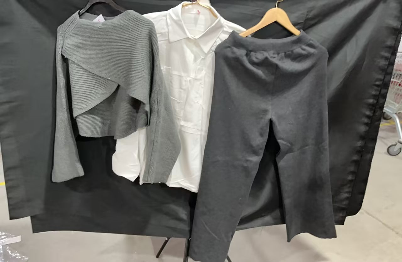 👑 Zeynab– Ensemble 3 Pièces Pull Tricoté, Chemis et Pantalon Large