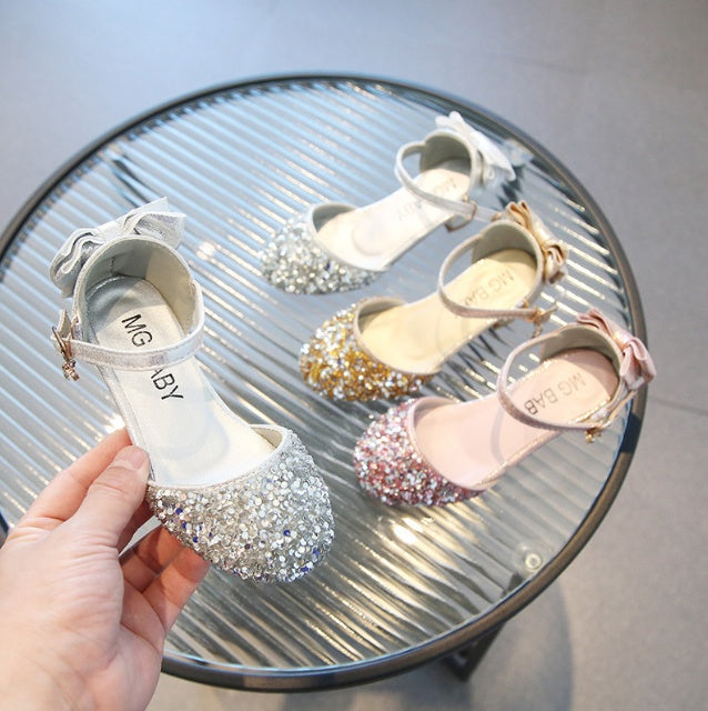 Girls' Leather Shoes Princess Shoes Crystal High Heels