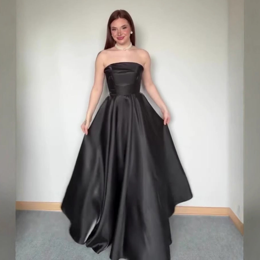 Tube Top Lace-up Waist-controlled Elegant Evening Dress