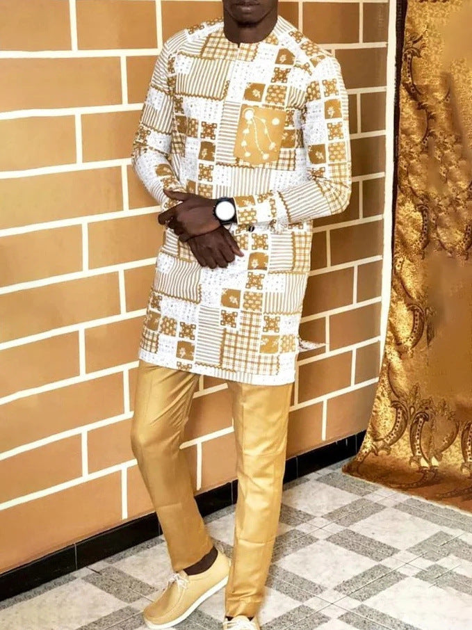 Fashion Men's Suit Printed Shirt