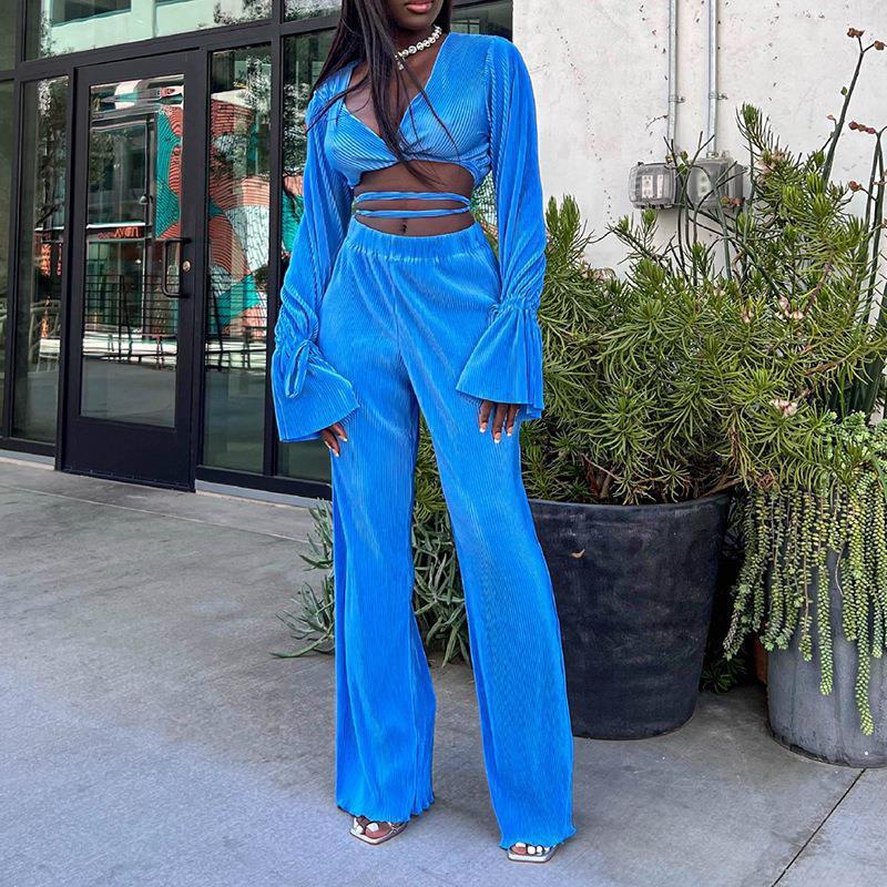 Women's Casual Solid Colour V-neck Fashion Casual Suit