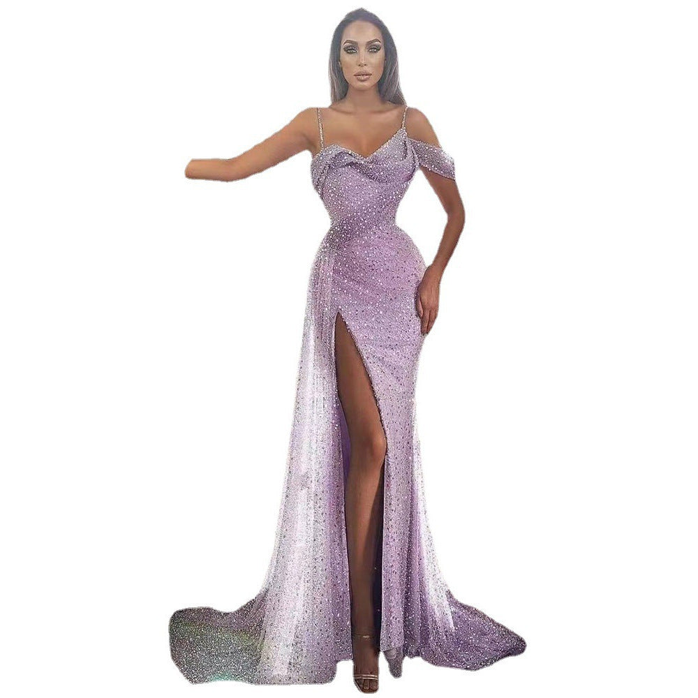 💜 Robe "Neema" — Glamour Violet & Fente Audacieuse