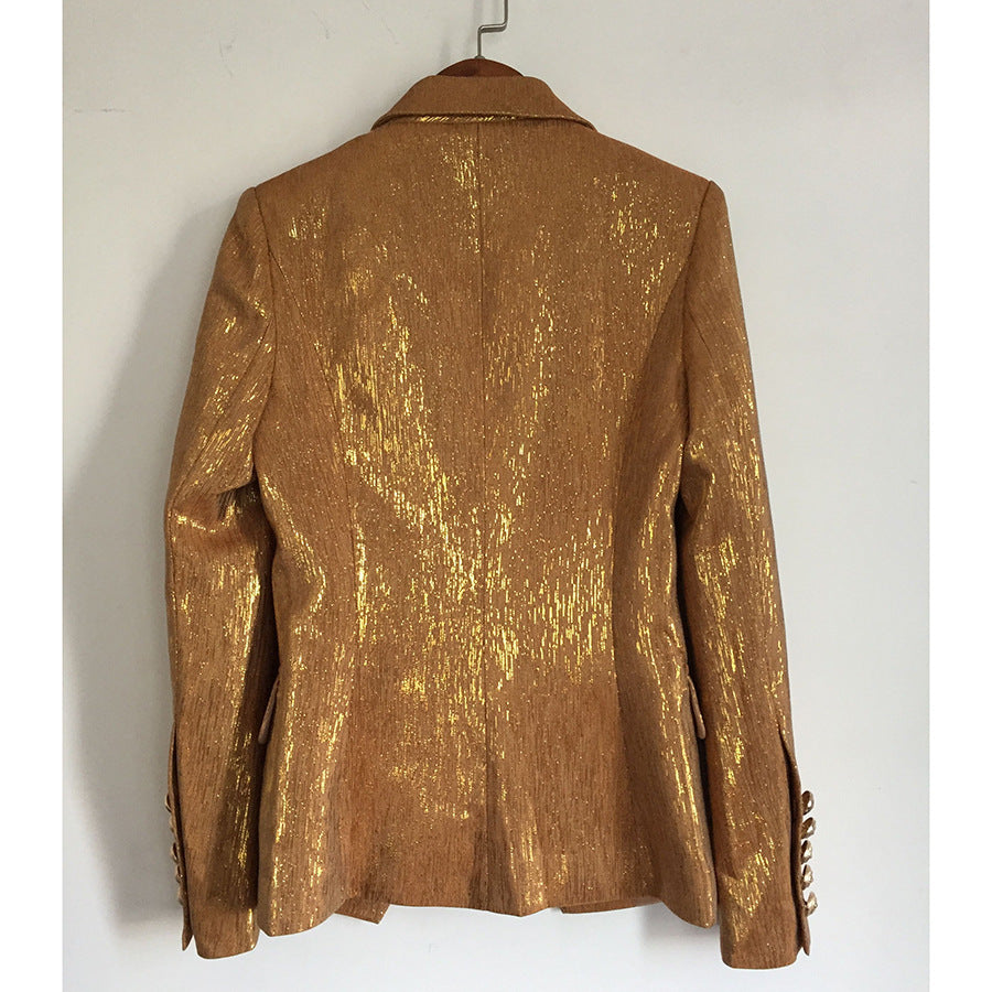 High-quality Blazer With Metal Lion Head Buckle Double-breasted Small Suit