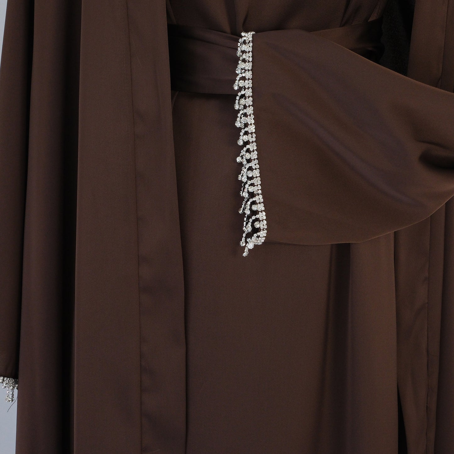 Solid Color Beading Cardigan Robe