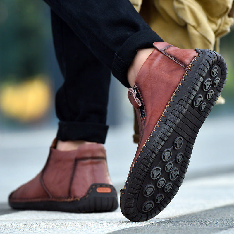 Men's Shoes Sewing Lazy Driving Shoes High Top