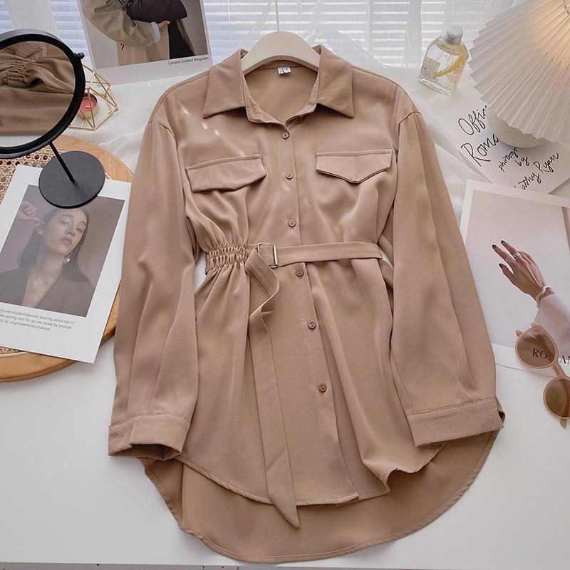 Small Design Lace Up Shirt Dress