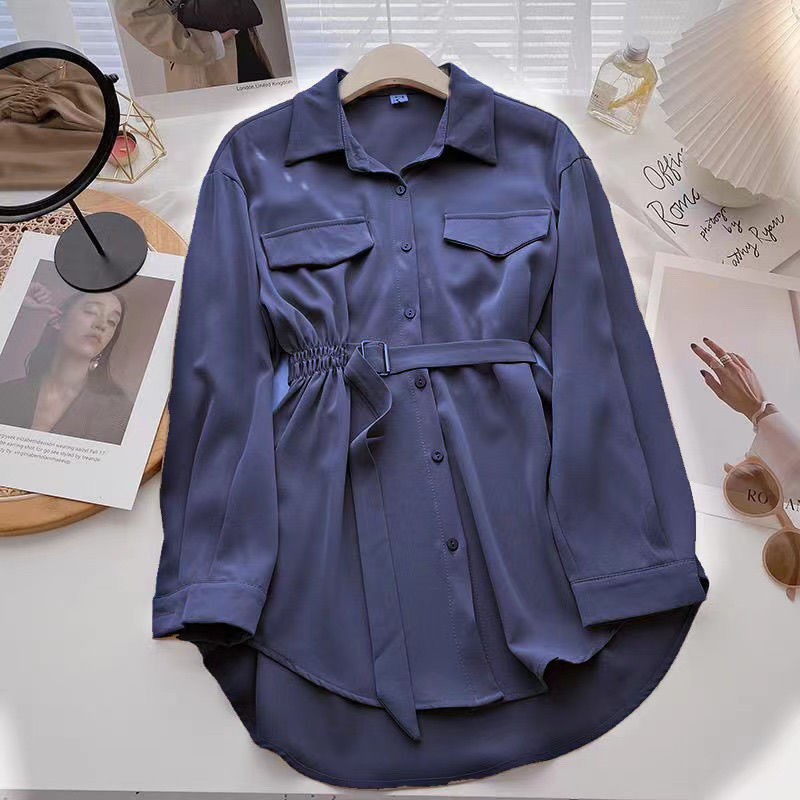 Small Design Lace Up Shirt Dress