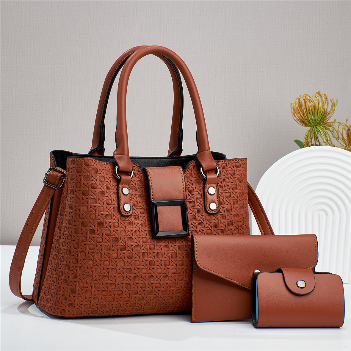 👜 NAFISSATOU – Set 3-en-1 Élégance Tressée & Polyvalente 💼✨