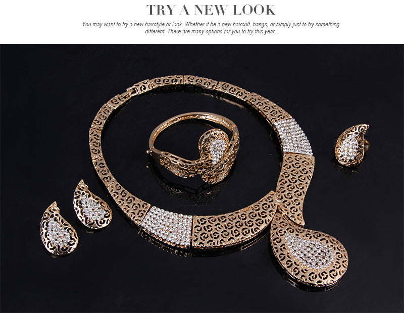 Gold-plated And Diamond Four-piece Dress Accessories