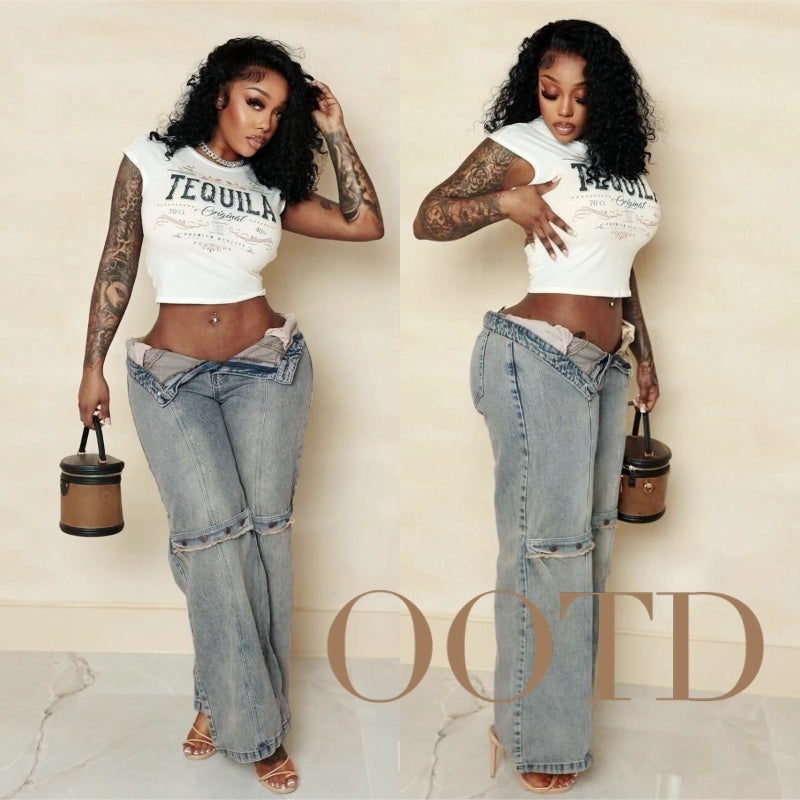 Rougui – Jean Large Y2K Taille Haute Vintage