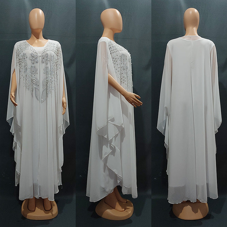 🌺 Nouriya – Robe Longue Fleurie à Strass & Dentelle 💎🌸