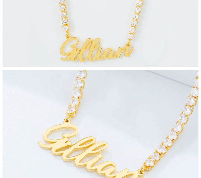 Diamond Studded Cuban Chain Name Necklace Personality