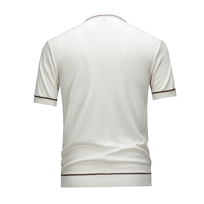 Polo Liseré Contrastant Blanc Homme