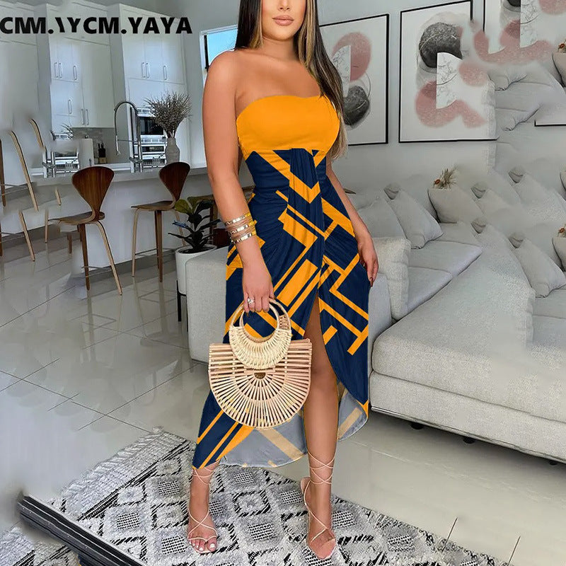 AYANA – Robe Longue Fendue à Épaules Dénudées