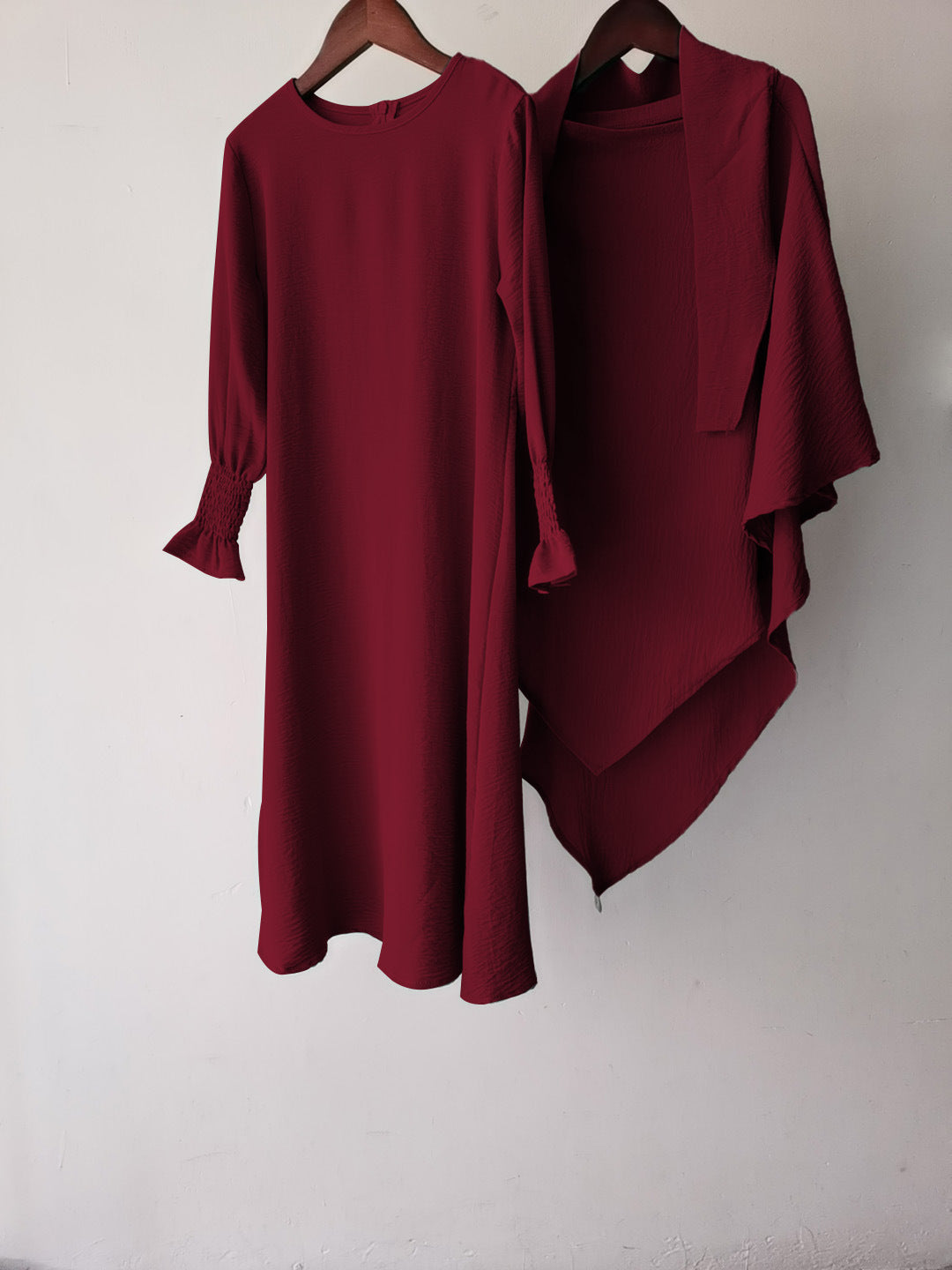 Round Neck Wavy Ruffled Solid Color Dress