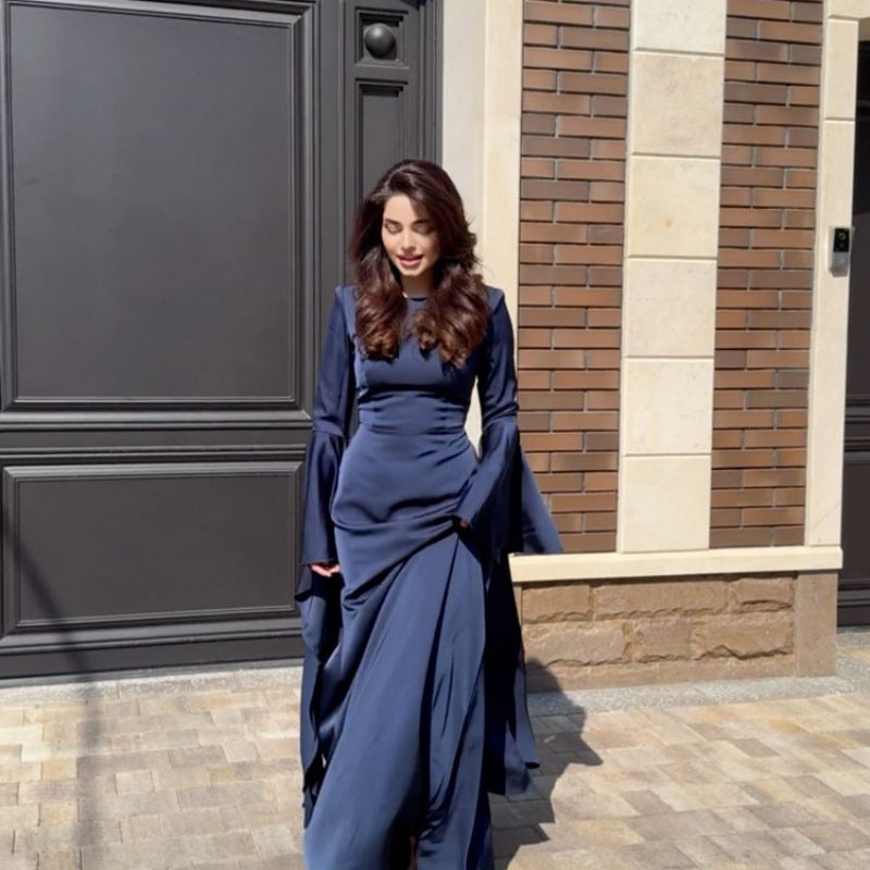 Autumn And Winter New Large Swing Floating Sleeve Evening Dress
