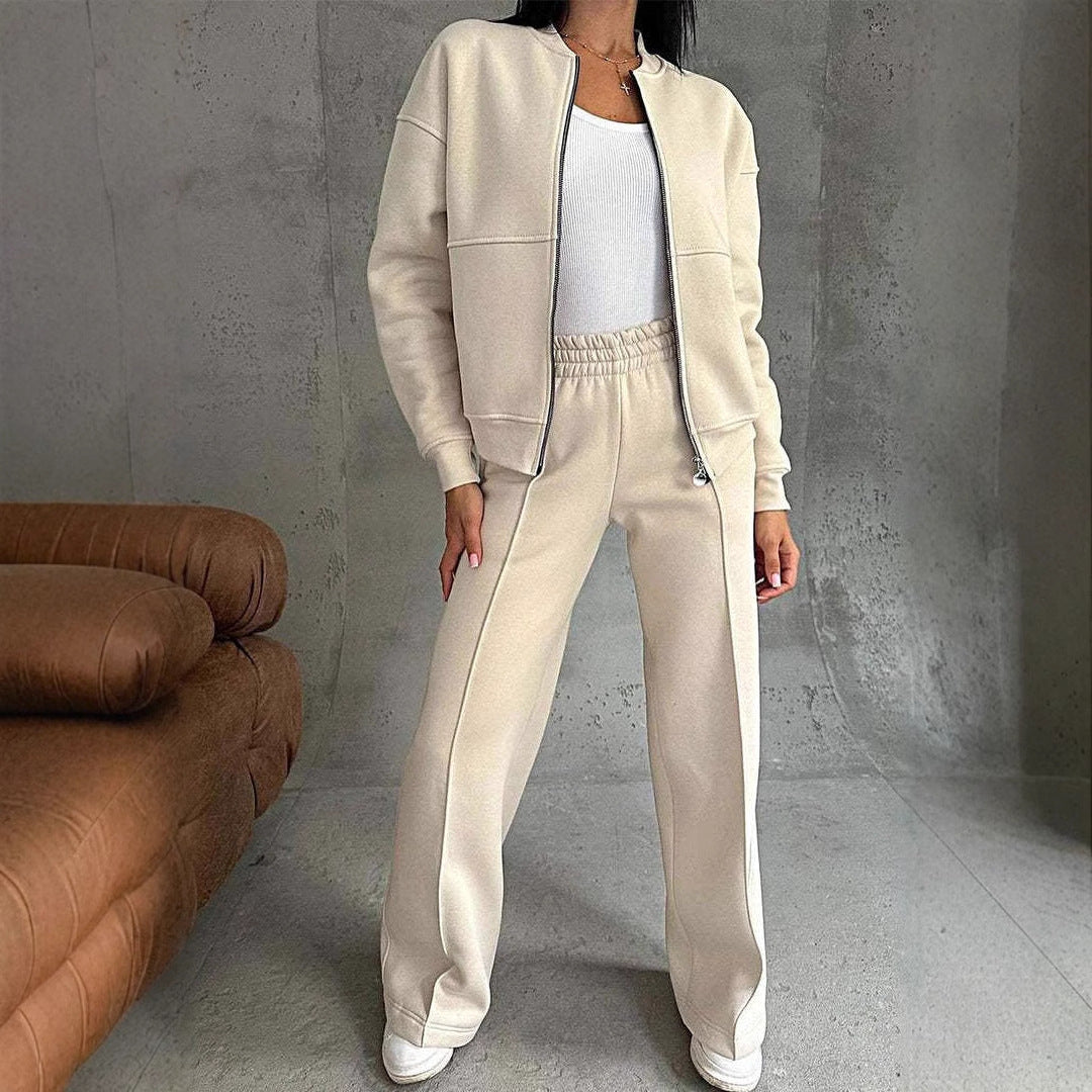 Ensemble de Sport Femme – Veste Zippée et Pantalon Large | Deux Pièces Tendance