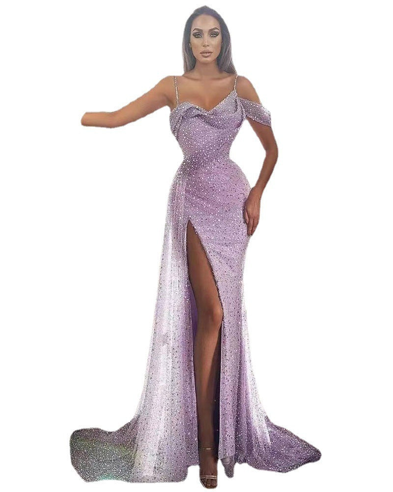 💜 Robe "Neema" — Glamour Violet & Fente Audacieuse