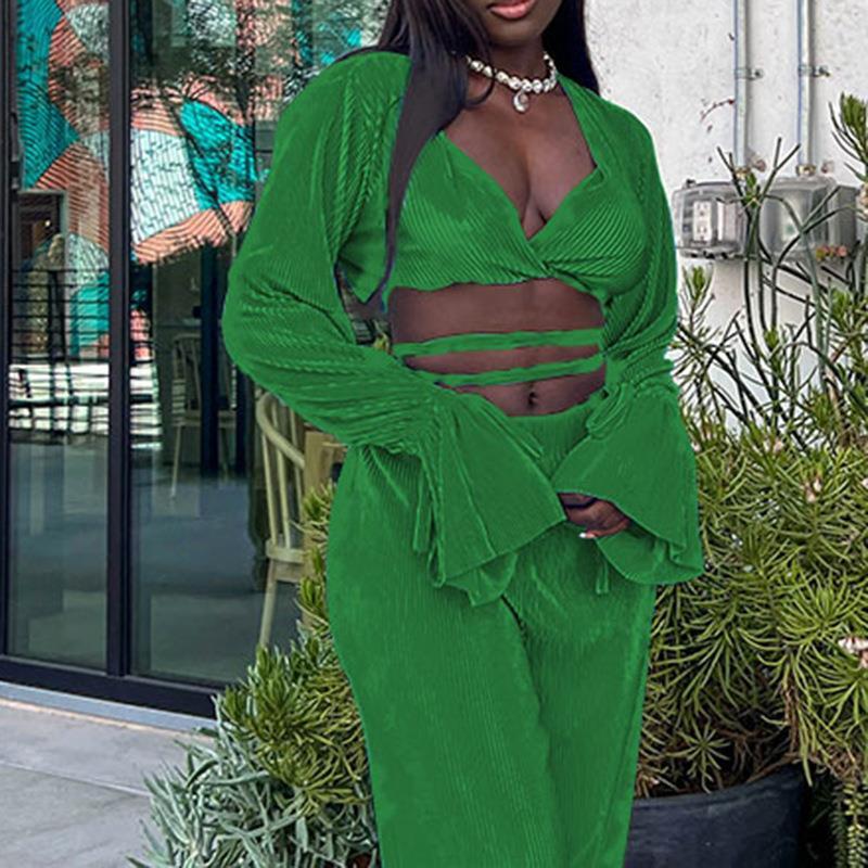 Women's Casual Solid Colour V-neck Fashion Casual Suit