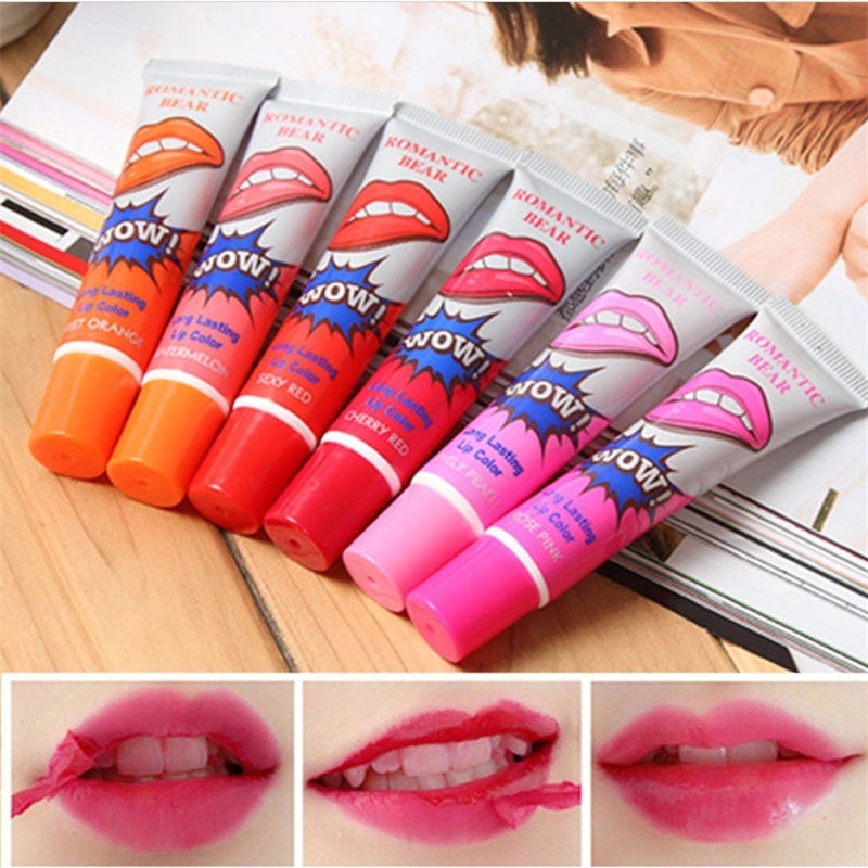 💋 ROMANTIC BEAR – Rouge à Lèvres Peel-Off 6 Couleurs Longue Tenue