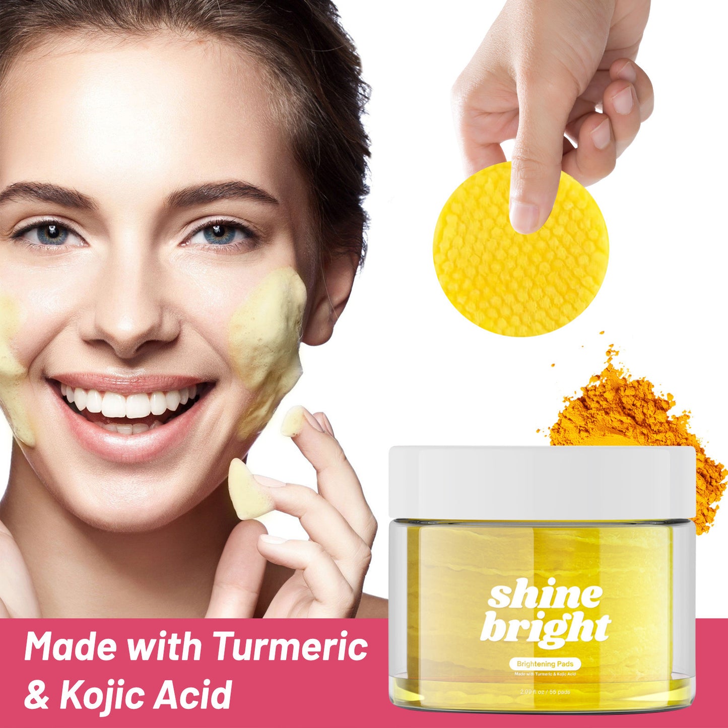 🌿 Turmeric Cleansing Pad 55pcs – Kojic Acid Deep Clean
