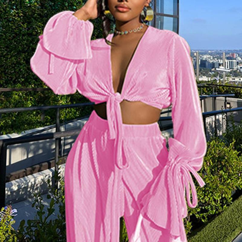 Women's Casual Solid Colour V-neck Fashion Casual Suit
