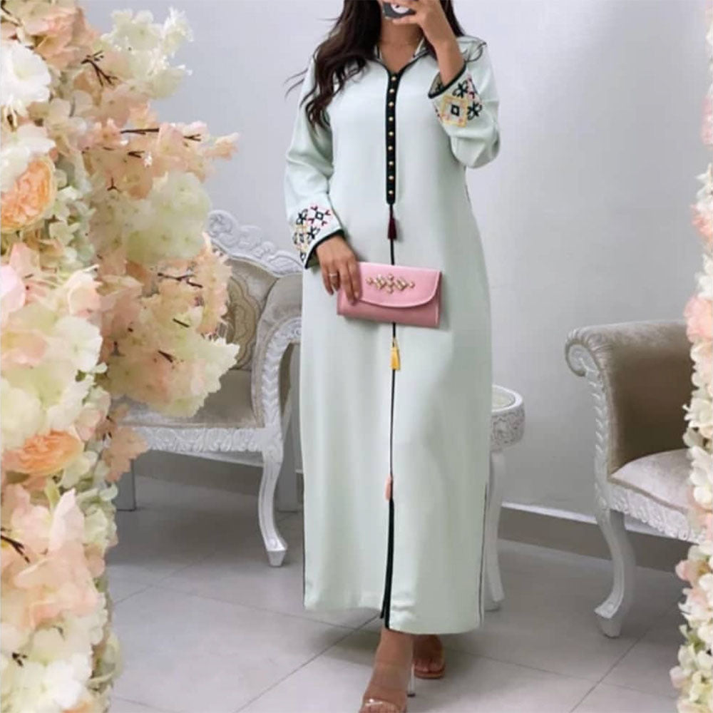 Mounass 🌿 – Robe Maxi Éthnique à Franges