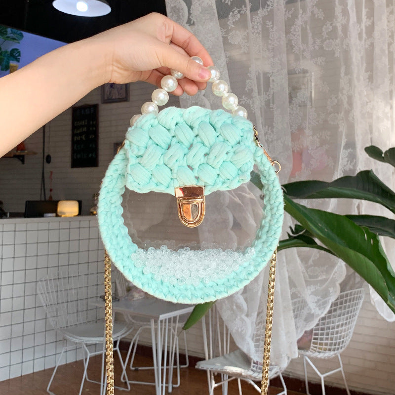 Handheld Pearl Lock Transparent Acrylic Line Diagonal Bag