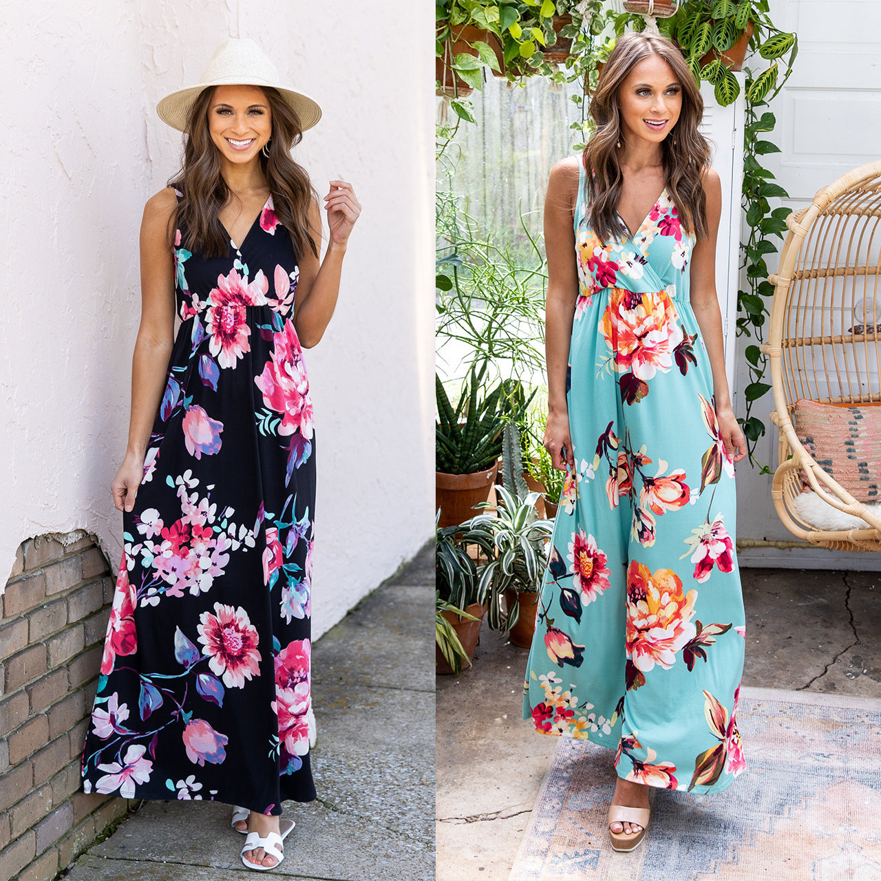 JungleFever 🌿 Robe Fendue à Fines Bretelles